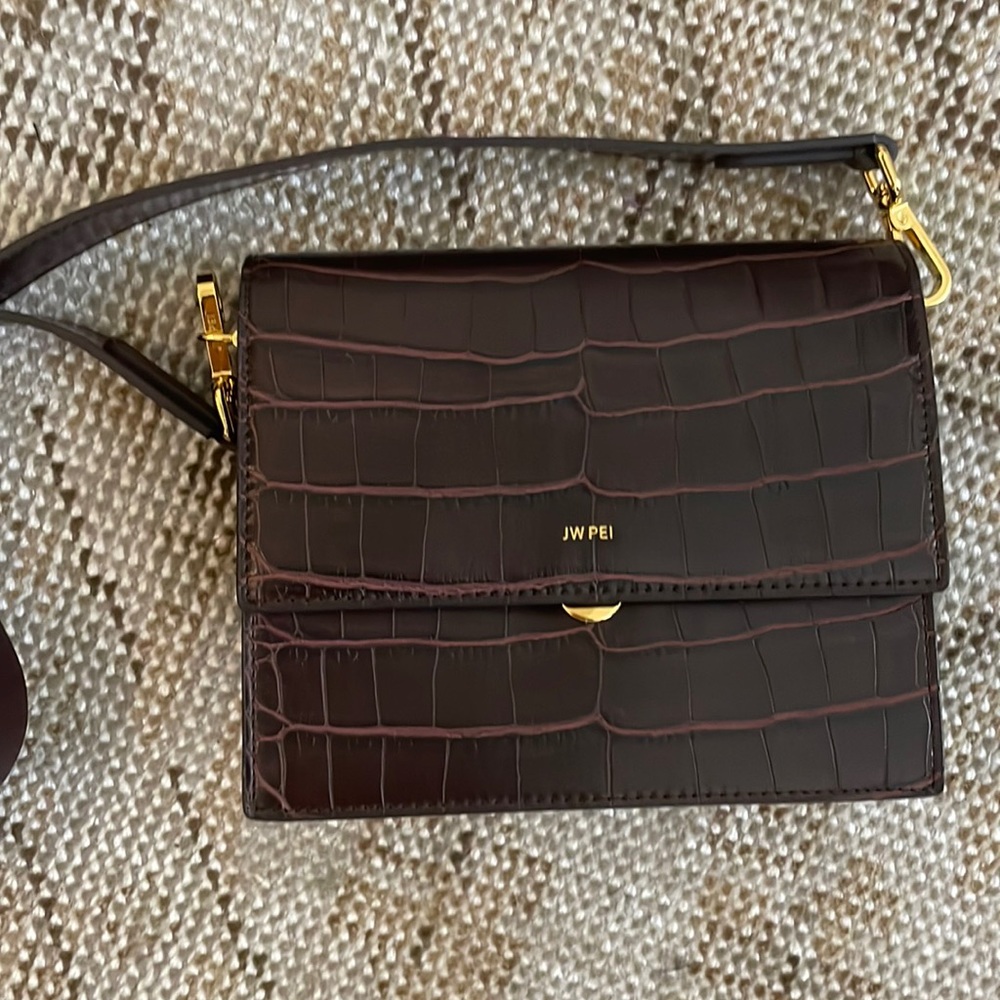 Burgundy crocodile print cross body bag JW pei NEW with tags!